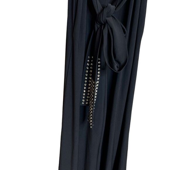Tommy Hilfiger black sleeveless wide leg jumpsuit with rhinestone embellished ti - Picture 6 of 14